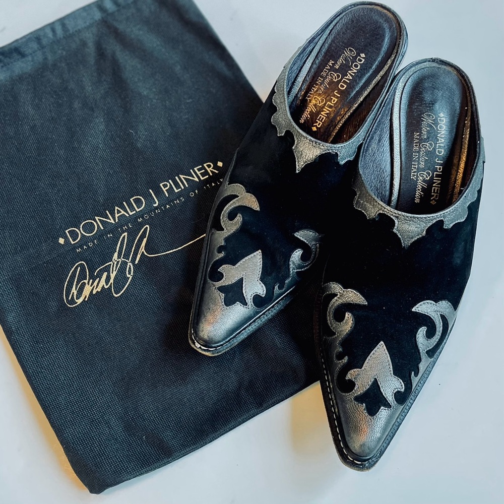 Donald J Pliner Western Couture Collection Suede Printed Mules